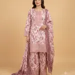 Peach Colour Farshi Shalwar 3 pc Stitched Banadora Suit by Faroza Collection Avaliable in 12 More Colours 1
