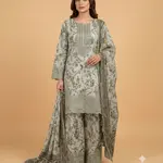 Green Colour Farshi Shalwar 3 pc Stitched Banadora Suit by Faroza Collection Avaliable in 12 More Colours 1