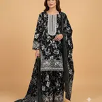 Black Colour Farshi Shalwar 3 pc Stitched Banadora Suit by Faroza Collection Avaliable in 12 More Colours 1
