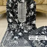 Black Colour Farshi Shalwar 3 pc Stitched Banadora Suit by Faroza Collection Avaliable in 12 More Colours 2