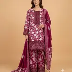 Shocking pink Colour Farshi Shalwar 3 pc Stitched Banadora Suit by Faroza Collection Avaliable in 12 More Colours 1