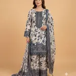 White Colour Farshi Shalwar 3 pc Stitched Banadora Suit by Faroza Collection Avaliable in 12 More Colours 1