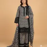 Black Color Banadora 3-pc Digital Printed Suit With Monar Duppata Available in Different Colours 1