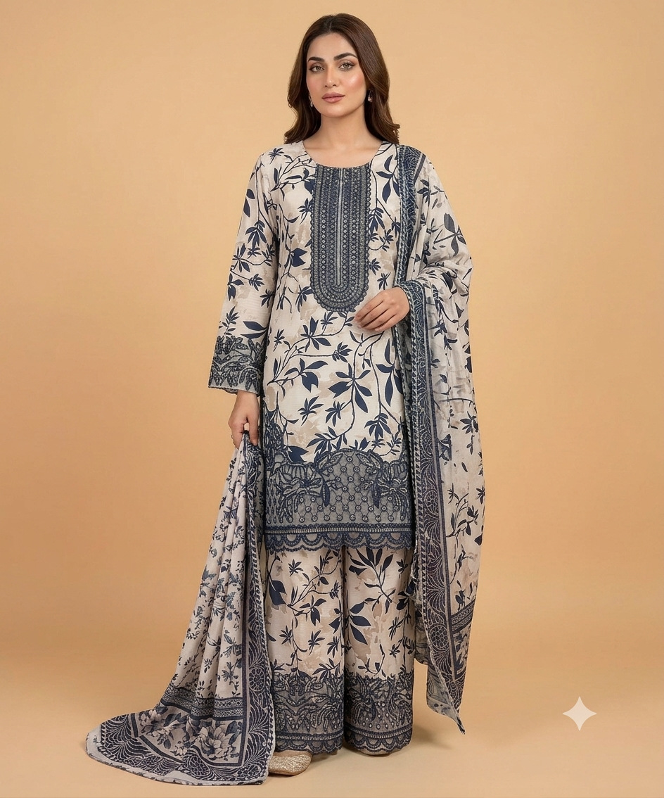CREAM Colour Farshi Shalwar 3 pc Stitched Banadora Suit by Faroza Collection Avaliable in 12 More Colours