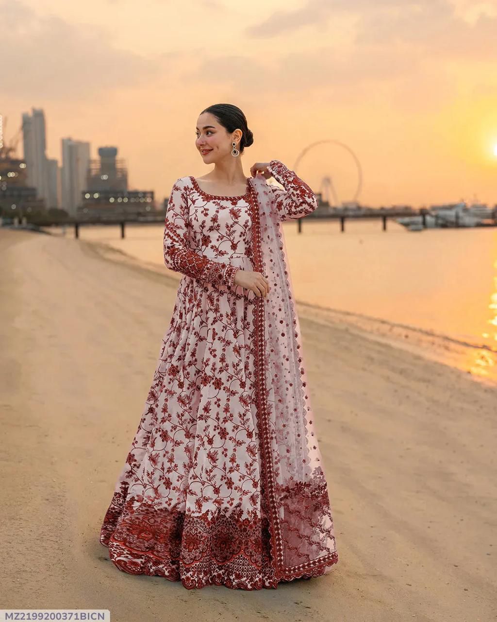 Viral Pink Color Banadora Maxi 3 Pc Digital Printed With Monar Duppata