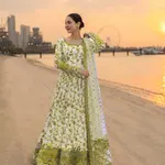 Viral yellow Color Banadora Maxi 3 Pc Digital Printed With Monar Duppata 1