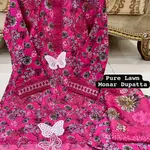 Shocking pink Colour Lawn 3-pc Embroidered  Stitched Suit With Monar Duppata 2