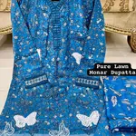 Ferozi Colour Lawn 3-pc Embroidered  Stitched Suit With Monar Duppata 2
