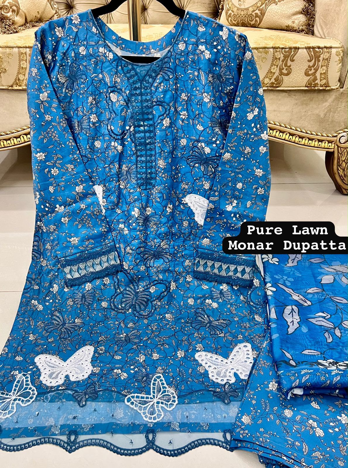 Ferozi Colour Lawn 3-pc Embroidered Stitched Suit With Monar Duppata alternate view