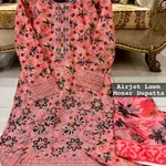 Peach Colour Lawn 3 Pc Printed Stitched suit with monar Duppata Standard Size 2