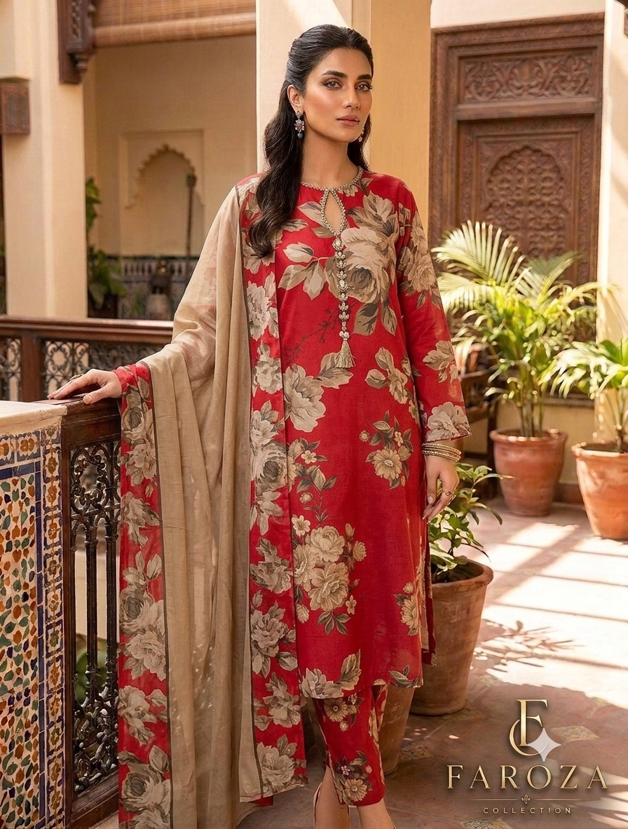 3 PICECE Suit Digital Printed For Girls