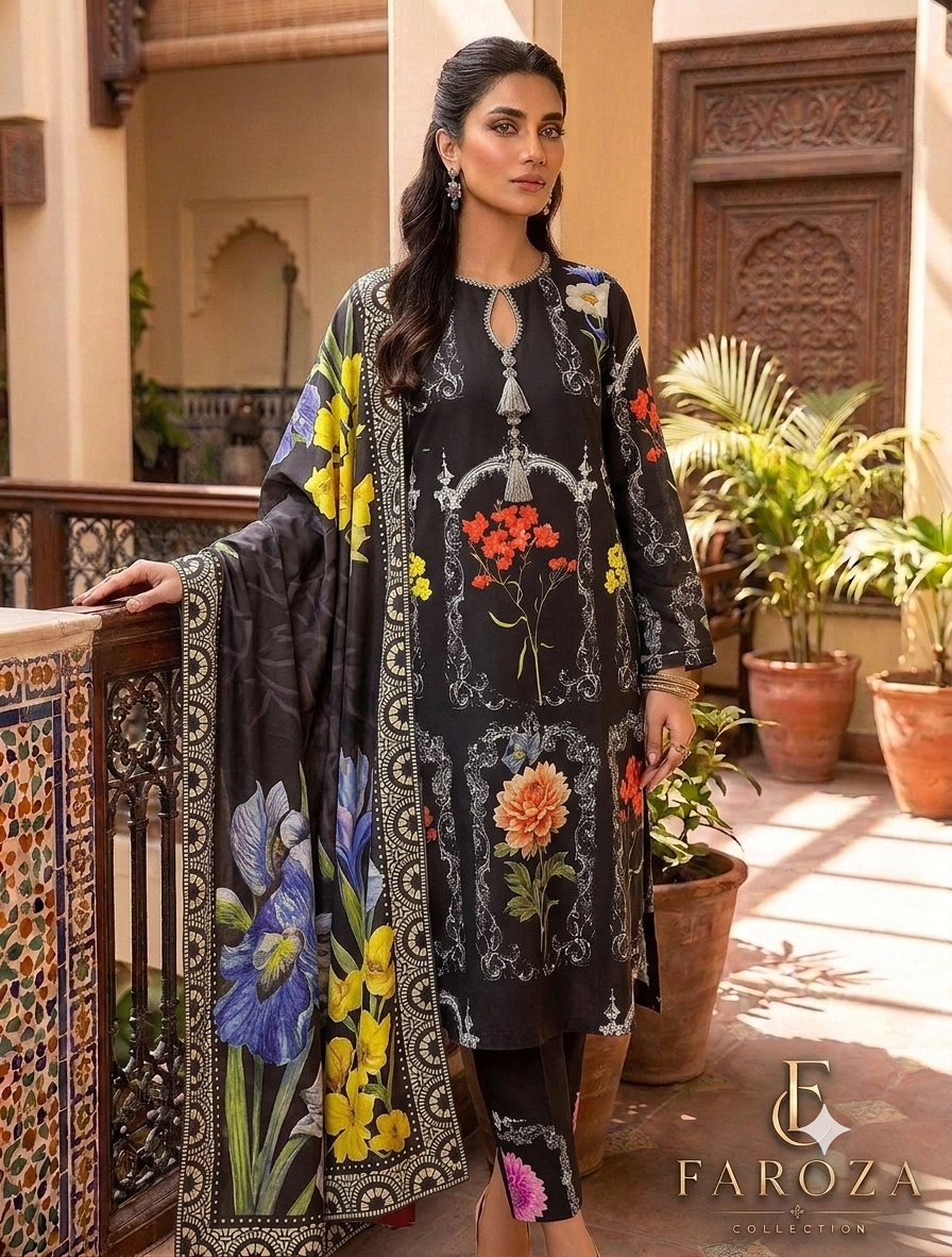 3 PICECE Suit Digital Printed For Girls