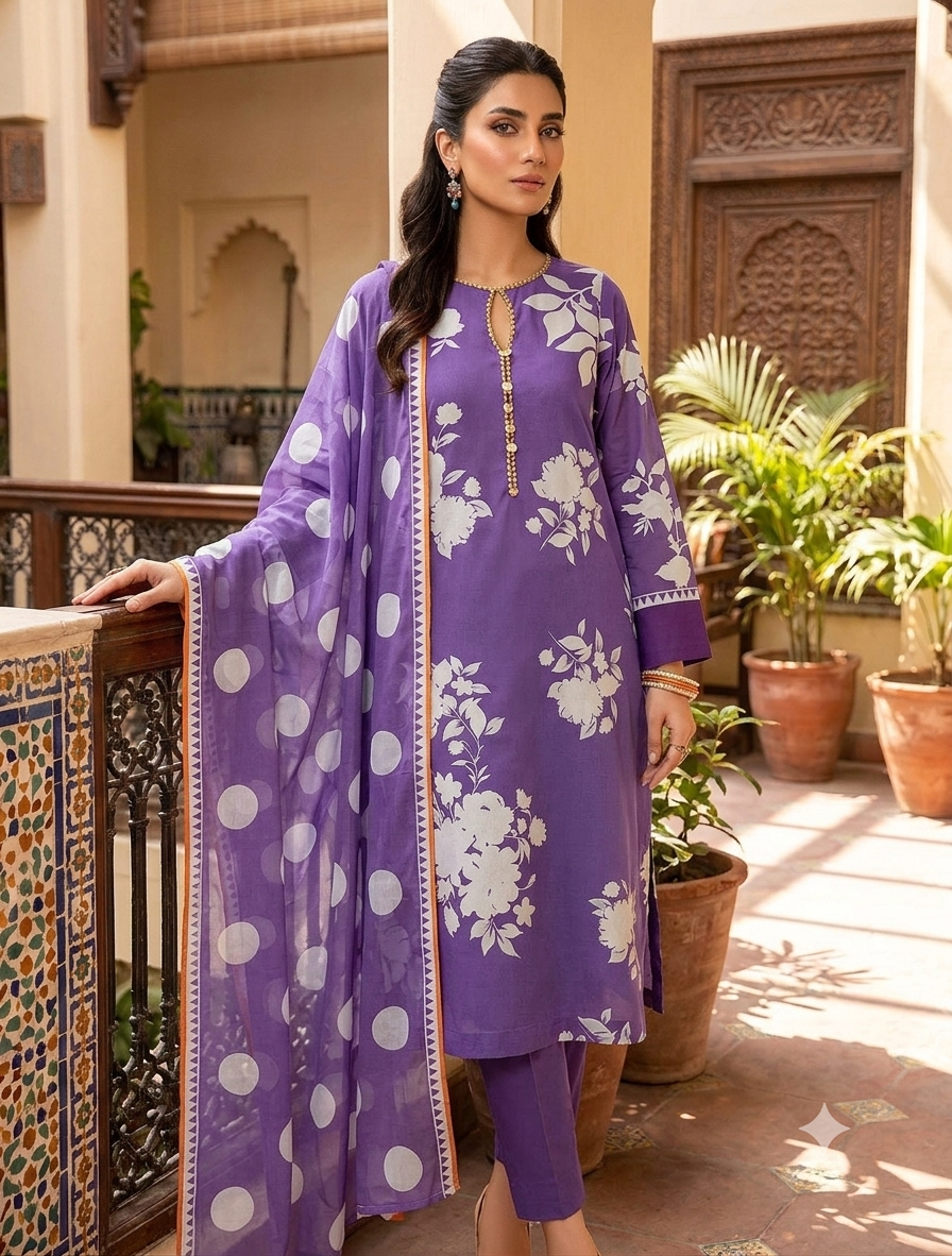 3 PICECE Suit Digital Printed For Girls