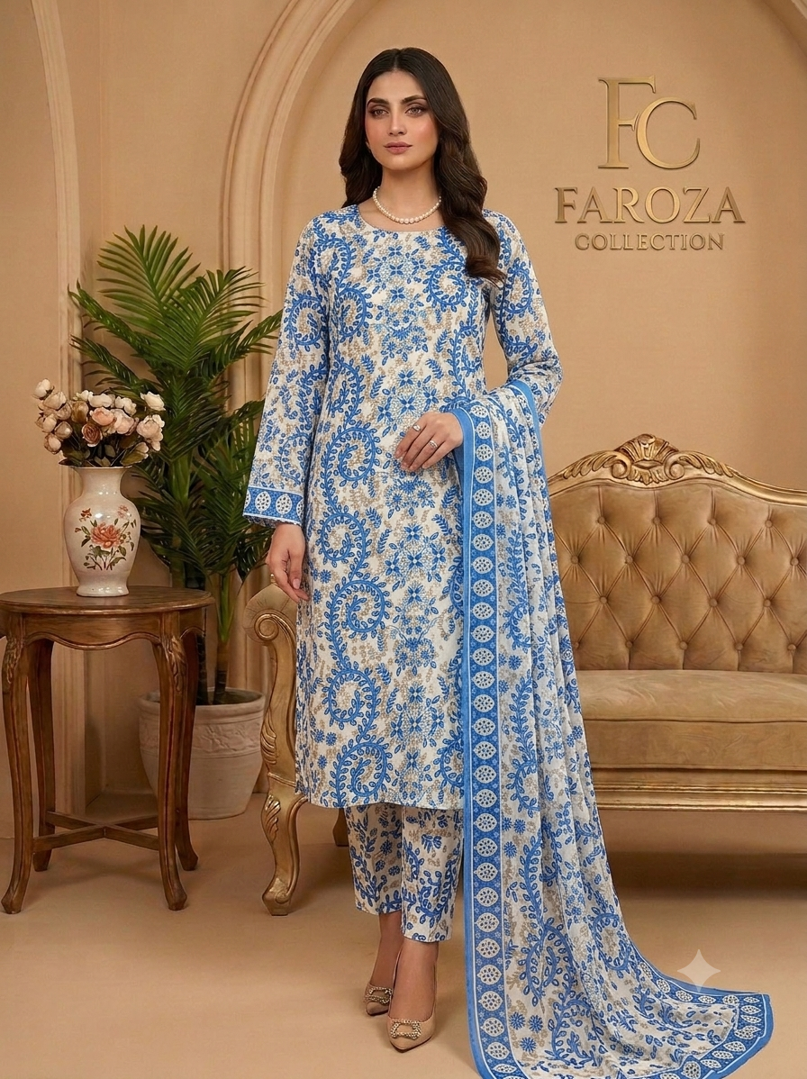 3 PICECE Suit Digital Printed For Girls