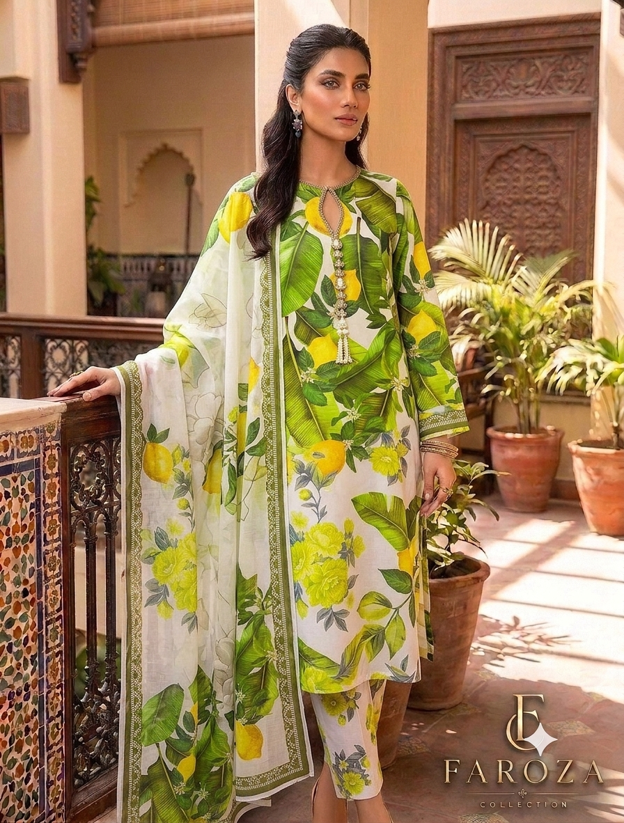 3 PICECE Suit Digital Printed For Girls