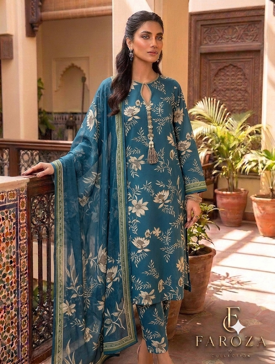 3 PICECE Suit Digital Printed For Girls