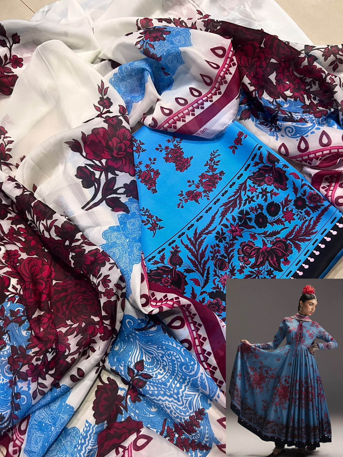 3 pcs Frock | Unstitched |Digital Print alternate view