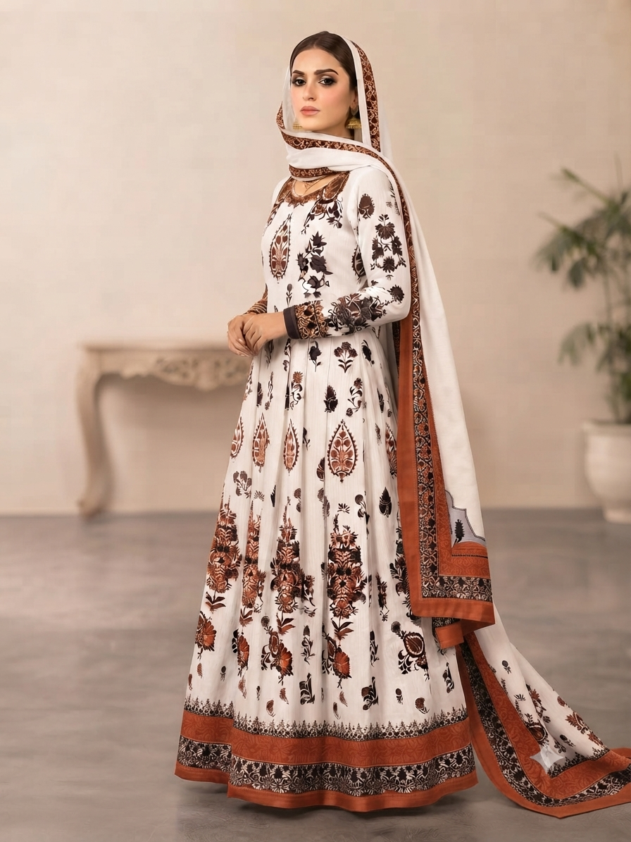 FROCK 3pc : stitched Digital print