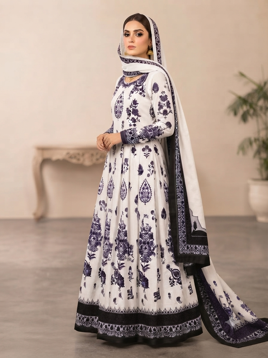 FROCK 3pc : stitched Digital print