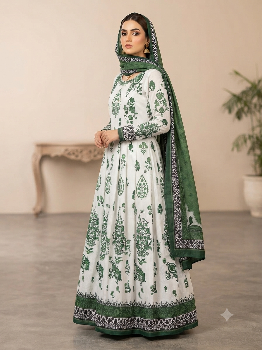 FROCK 3pc : stitched Digital print