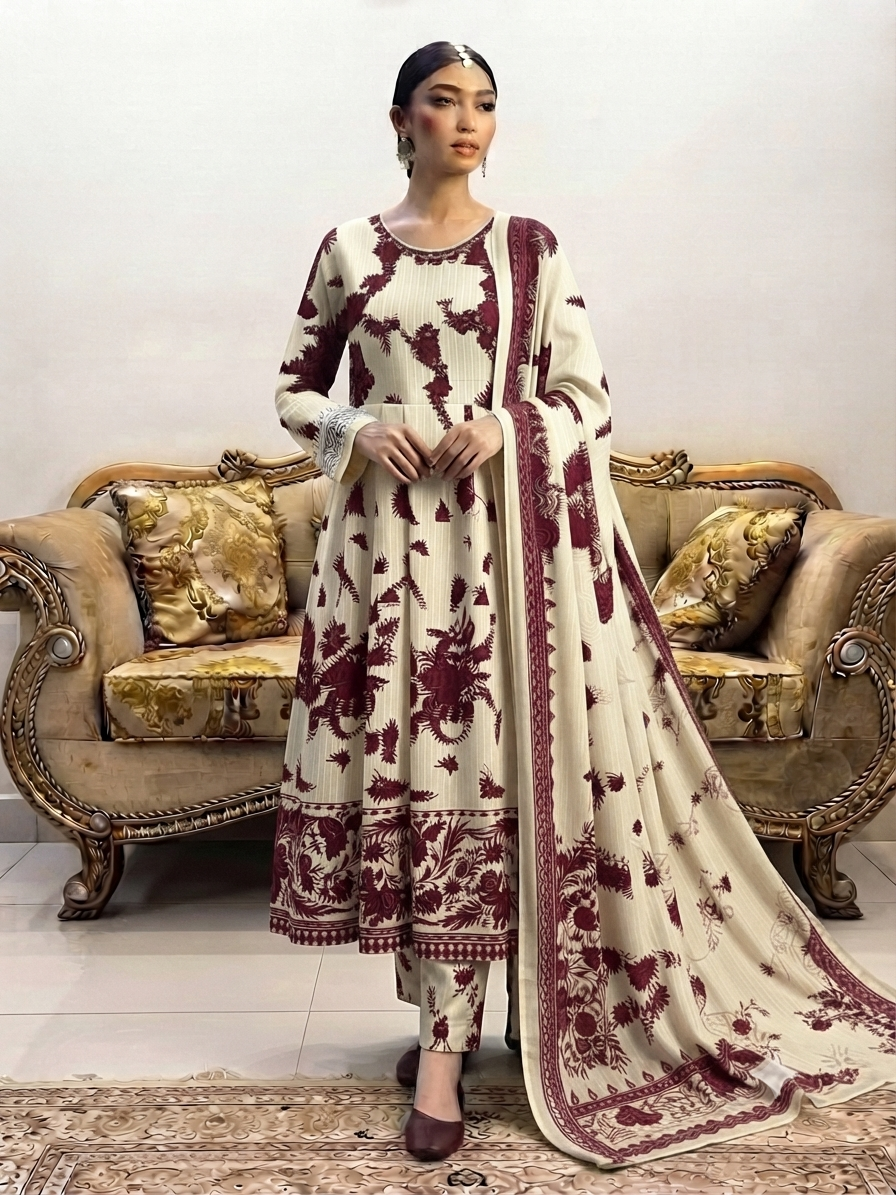 STITCHED MAXI-3PC FAROZA COLLECTION