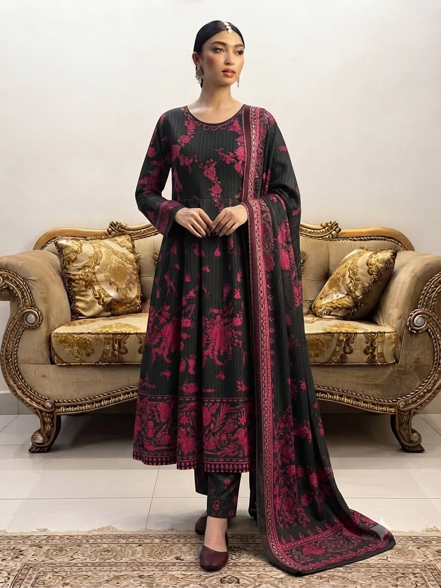 STITCHED MAXI-3PC FAROZA COLLECTION
