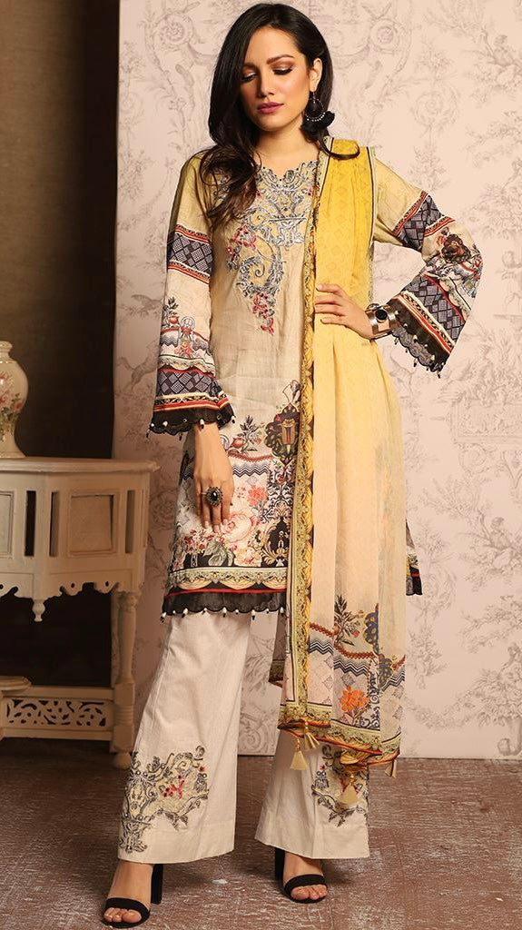 Printed suit 💕unstitched 3pcs